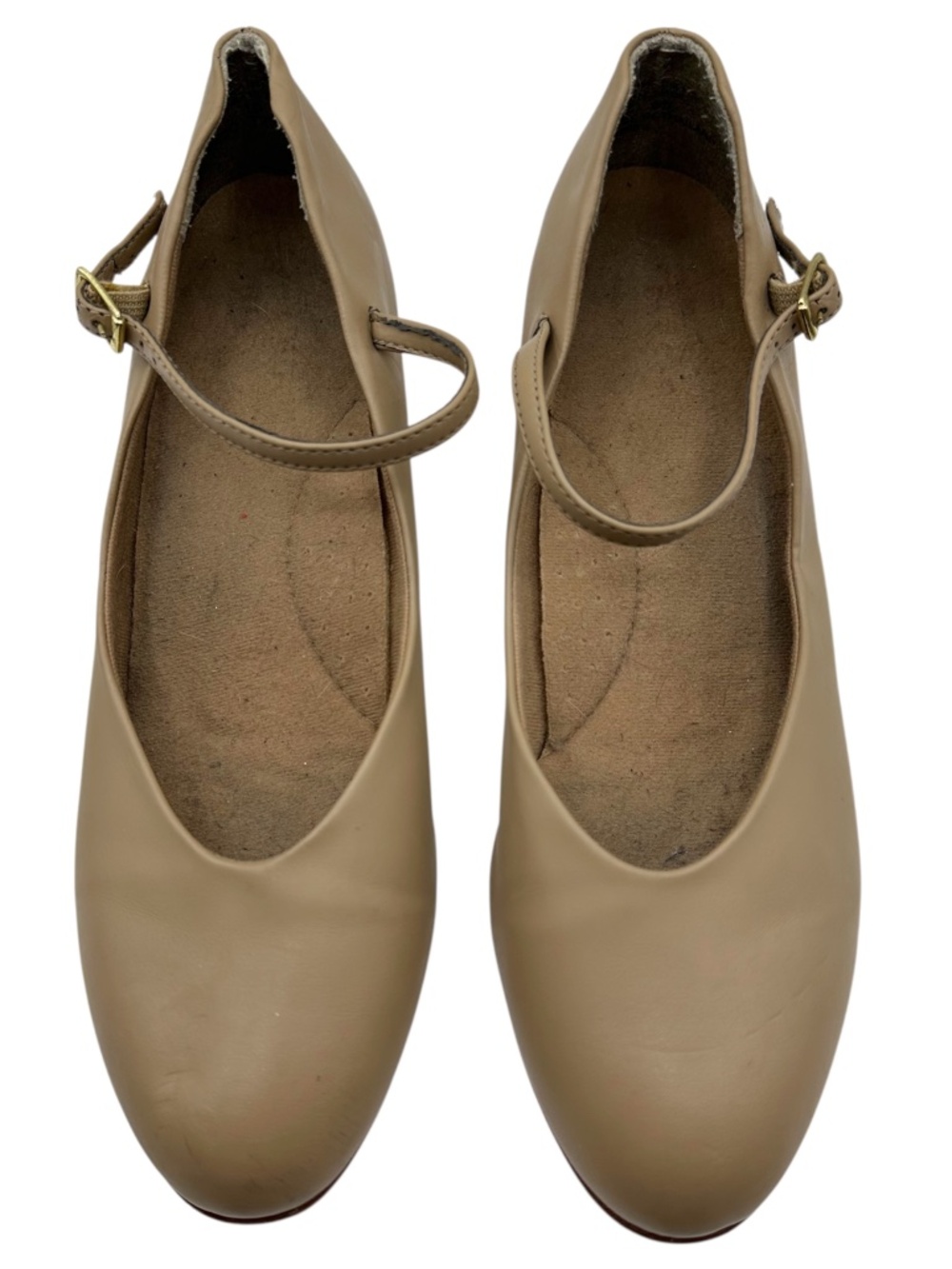 Capezio Jr. Footlight Rounded Toe Thin Strap Leather Character Dance Shoe Tan 10 - Picture 12 of 16